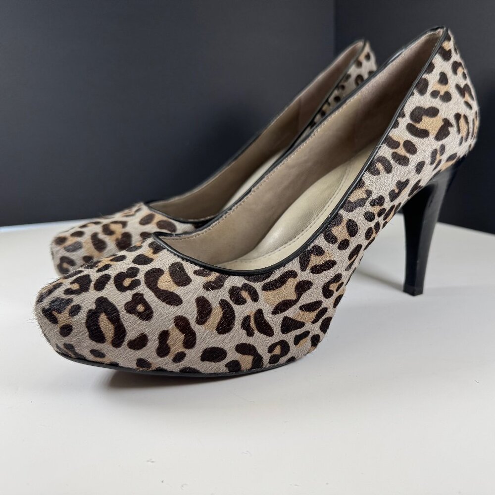 Kenneth Cole Bon-Together  Animal Print Calf Hair Pointed Heeled Pumps size 8.5